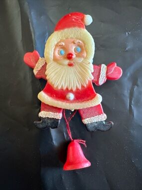 Vintage Santa Bell Pull pin in Red, White, Black